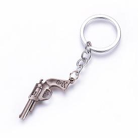 Alloy Keychain, Gun, with Iron Findings