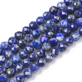 Natural Lapis Lazuli Beads Strands, Grade A, Faceted, Round