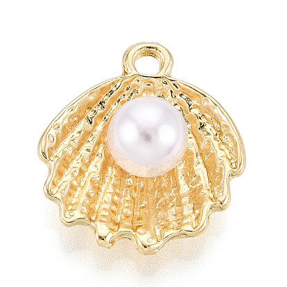 Подвески из сплава , с имитацией жемчуга, формы раковины