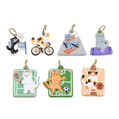 304 Stainless Steel Pendants, Cat Shape Charms, Real 18K Gold Plated