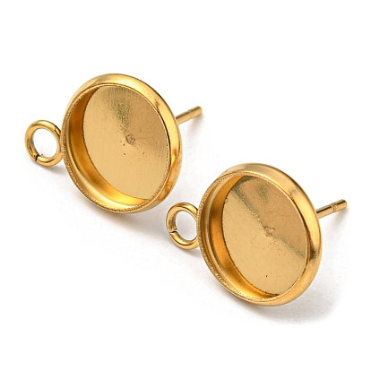 Ионное покрытие (ip) 201 детали серьги-гвоздики из нержавеющей стали, с настройками лотка-кабошона и 304 штифтами из нержавеющей стали.