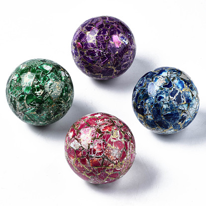 Круглый шар латунная леска регалит / императорская яшма / морская яшма модель орнамент, окрашенные, для настольных украшений домашнего дисплея