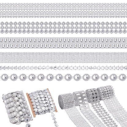 Рулон сетчатой обертки из смоляных стразов, горный хрусталь хрустальная лента, рулон пластиковой сетки, звездная полиэстеровая кружевная лента