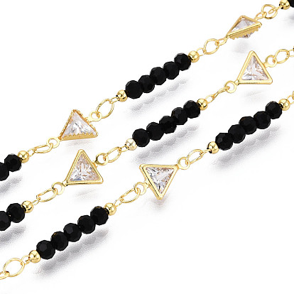 Латунные треугольные звенья из кубического циркония, с кристаллом, пайки, с катушкой, золотые