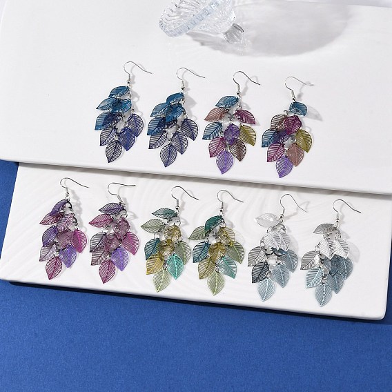 430 болтаться серьги из нержавеющей стали лист, с железными крюками серьги, платина