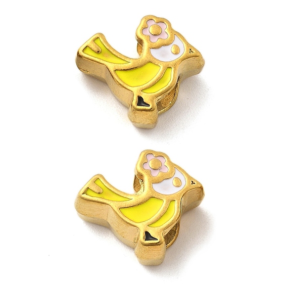 304 из нержавеющей стали европейские шарики, с эмалью, бусины с большим отверстием, птица, ионное покрытие (ip)