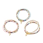 Bracelets multi-brins de perles de rocaille de verre, avec breloques croix en acier inoxydable 304 plaqué or