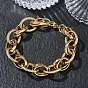 304 Stainless Steel Textured Oval Link Chain Bracelets, Ion Plating(IP)