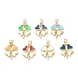 Brass with Enamel Pendants, Clover Charms, Golden