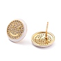 Smiling Face Sparkling Cubic Zirconia Stud Earrings for Girl Women Gift, Real 18K Gold Plated Brass Enemel Earrings