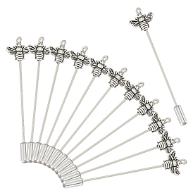 12 брошь из сплава в тибетском стиле с латунными булавками с гальваническим покрытием, булавки с петлями, пчела