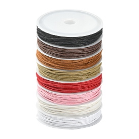 8 Rolls 8 Colors Waxed Cotton Cords, Multi-Ply Round Cord, Macrame Artisan String for Jewelry Making