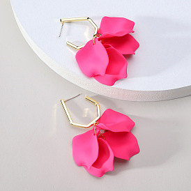 Romantic Acrylic Rose Petal Earrings for Women, Elegant and Sweet Fairy Ear Jewelry with 925 Silver Needle.