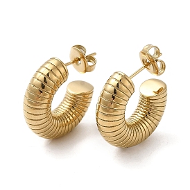 304 Stainless Steel Croissant Stud Earrings, Half Hoop Earrings for Women