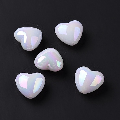 ABS Plastic Beads, AB Color Plated, Heart