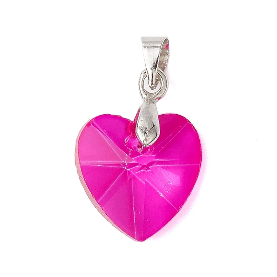 Стеклянные подвески, сердце, с латунной фурнитурой , граненые