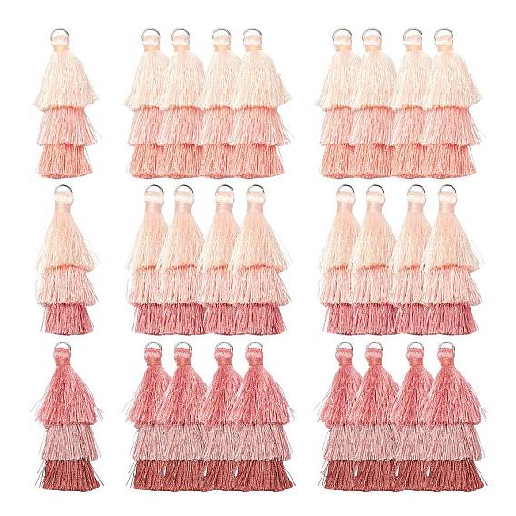 6 шт 3 цвета полиэстер кисточка большие подвески украшения, с фурнитурой платина железная