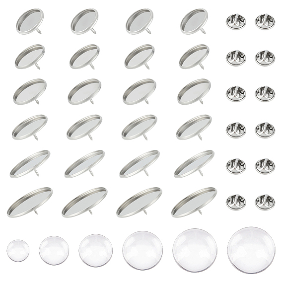 Набор для самостоятельного изготовления броши-купола, в том числе 304 настройки основы броши из нержавеющей стали, Кабошоны из стекла