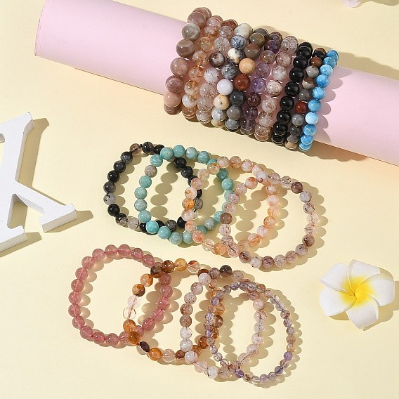 Браслеты из натуральных круглых бусин из драгоценных камней для женщин