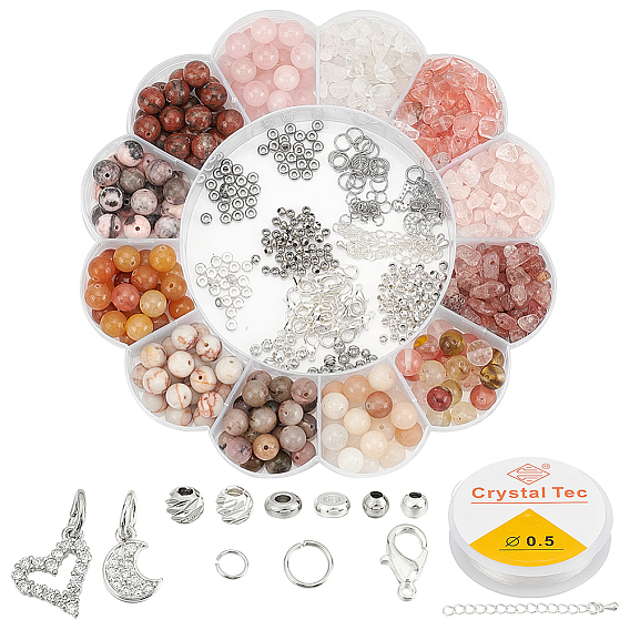 Набор для самостоятельного изготовления комплекта украшений из натуральных смешанных драгоценных камней, Кубический цирконий Луна подвески кулон ожерелье изготовление браслета