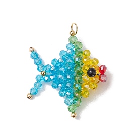 Стеклянные подвески, рыба с 304 открытыми соединительными кольцами из нержавеющей стали, золотой петлей и натуральным черным ониксом