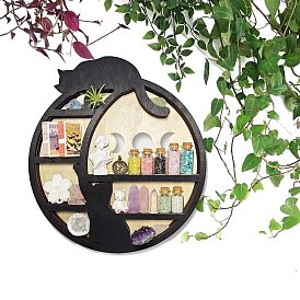 Wooden Shelf for Crystal Ball, Witchcraft Floating Wall Shelf, for Home Room Wall Decor