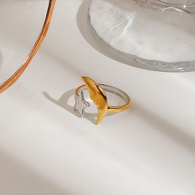 304 из нержавеющей стали Манжета кольца для женщин, звезда и луна