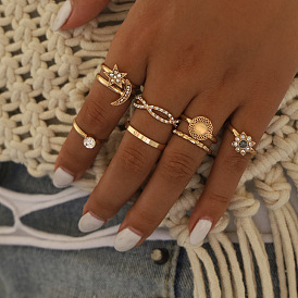 Geometric Moon Phase Ring Set - Fashionable Metal Rings by Li Meng Jewelry
