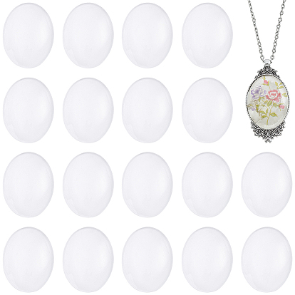 50Pcs Transparent Glass Cabochons, Clear Glass Oval Cabochon for Cameo Photo Pendant Craft Jewelry Making