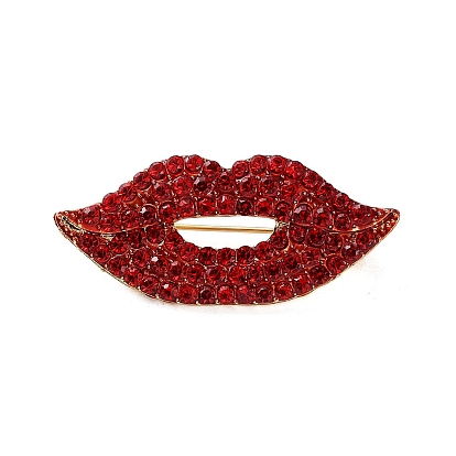 Красная брошь со стразами в виде губ, булавки из сплава для лацканов одежды рюкзака