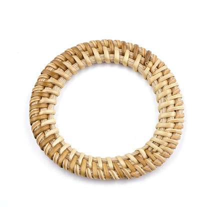 Handmade Reed Cane/Rattan Woven Linking Rings, For Making Straw Earrings and Necklaces,  Ring