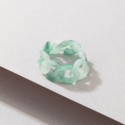 Minimalist Resin Acrylic Light Green Buckle Ring for Women in Countryside Style