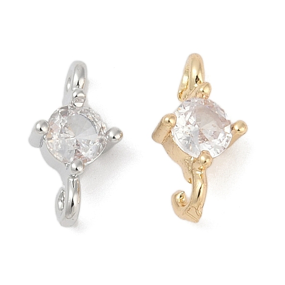 Латунные прозрачные подвески из кубического циркония, долговечный, без кадмия, без никеля и без свинца, плоские круглые ссылки