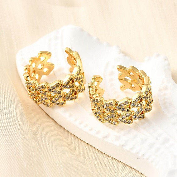 Латунные серьги-манжеты из прозрачного кубического циркония, сердце