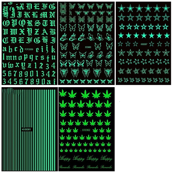 Luminous Paper Nail Art Stickers, Glow in the Dark
