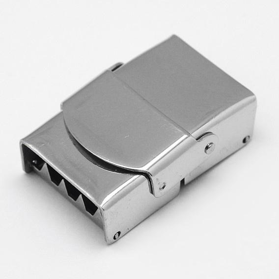 Rectangle 201 Stainless Steel Watch Band Clasps, 25x17x9mm, Hole: 5x14mm