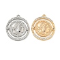 Подвески из латуни с прозрачным фианитом, без кадмия, без никеля и без свинца, круглый с портретом
