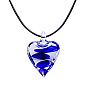 Женские ожерелья с подвеской в виде стеклянного сердца из черного вощеного шнура