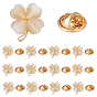 15Pcs Cat Eye Pin, Painting Golden Alloy Badge for Backpack Clothes, Clover