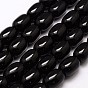 Brins de perles d'onyx noir teintées et chauffées naturellement, baril