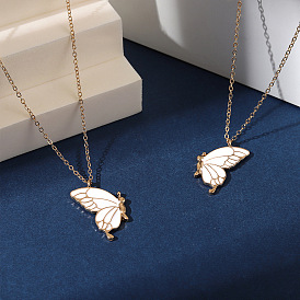 Sweet White Butterfly Pendant Alloy Animal Necklace for Couples