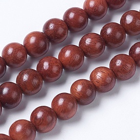 Natural Wood Beads Strands, Round