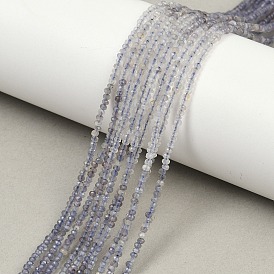 Природные иолит нитей бисера, граненые, рондель, градиент цвета