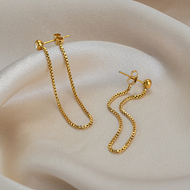 304 серьги-гвоздики с цепочкой из нержавеющей стали с кисточками для женщин, со стразами