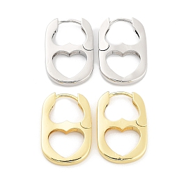 Heart Rack Plating Brass Hoop Earrings for Women, Long-Lasting Plated, Lead Free & Cadmium Free