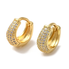 Rack Plating Brass Micro Pave Clear Cubic Zirconia Hoop Earrings for Women, Cadmium Free & Lead Free, Long-Lasting Plated, Oval