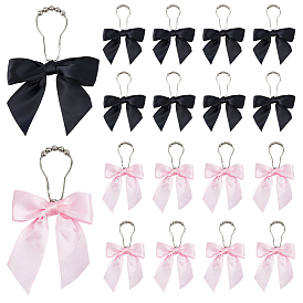 24шт 2 цвета железные кольца для душевой занавески для ванной комнаты, бантом, легко скользящие ролики, металлические вешалки для душа с бусинами, платина