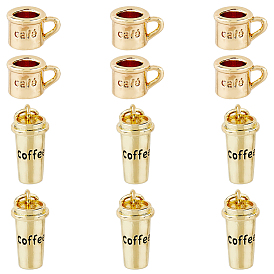 12шт 2 стиль латунные подвески, чашка с кафе и слово кофе