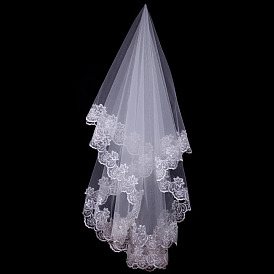 Mesh Tulle Lace Flower Bridal Veils, for Women Wedding Party Decorations