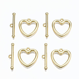 Alloy Toggle Clasps, Cadmium Free & Nickel Free & Lead Free, Heart